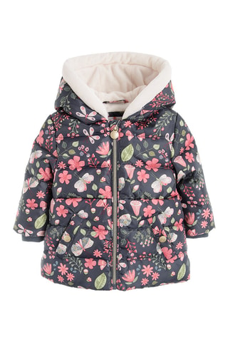 Doudoune à capuche - Anthracite et fuchsia