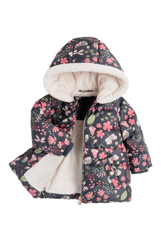 Doudoune à capuche - Anthracite et fuchsia