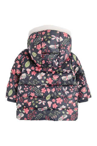 Doudoune à capuche - Anthracite et fuchsia