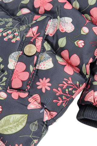 Doudoune à capuche - Anthracite et fuchsia
