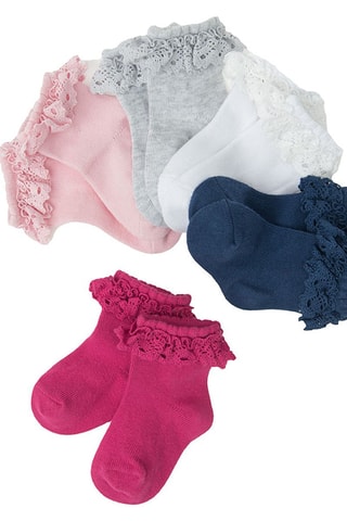 5 paires de chaussettes - Rose, gris chiné et blanc