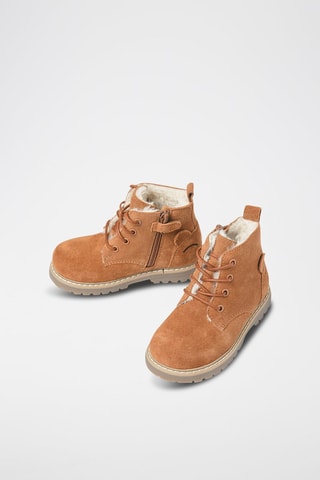 Boots fourrés en nubuck Camel