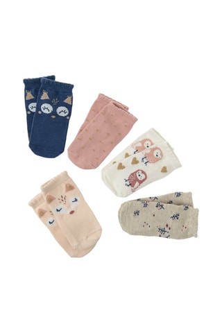 5 paires de chaussettes - Bleu marine, rose et écru