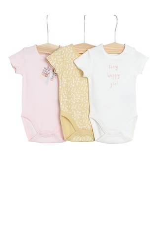 3 bodys Rose, jaune et blanc