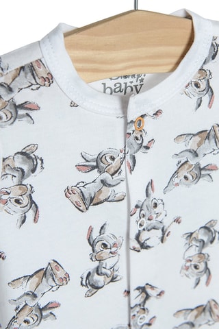 2 combinaisons en coton biologique Bambi et Panpan Bambi Disney Blanc et beige chiné
