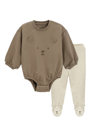 Body et pantalon - Taupe et beige chiné