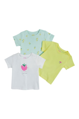 3 t-shirts Vert d’eau, jaune et blanc