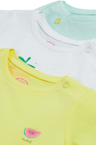 3 t-shirts Vert d’eau, jaune et blanc