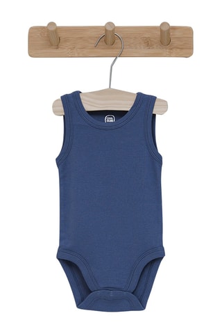 3 bodys en coton biologique Bleu et blanc
