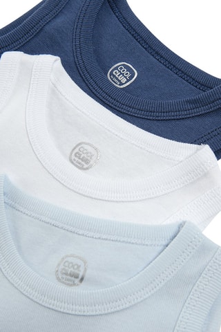 3 bodys en coton biologique Bleu et blanc