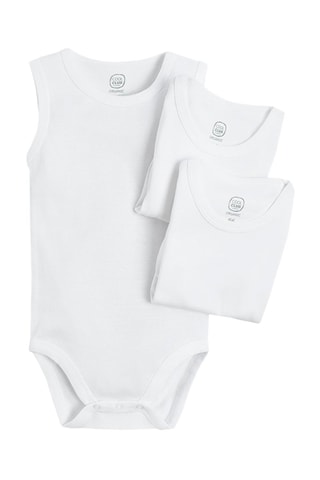 3 bodys en coton biologique Blanc