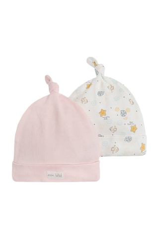 2 bonnets en coton biologique Rose