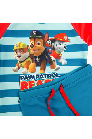 T-shirt et boxer de bain Chase, Marcus et Ruben Pat’Patrouille - Bleu roi et turquoise