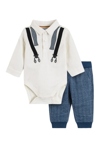 Body-polo et jogging Ecru et bleu cobalt