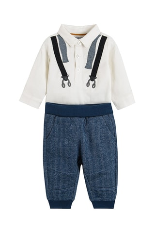 Body-polo et jogging Ecru et bleu cobalt