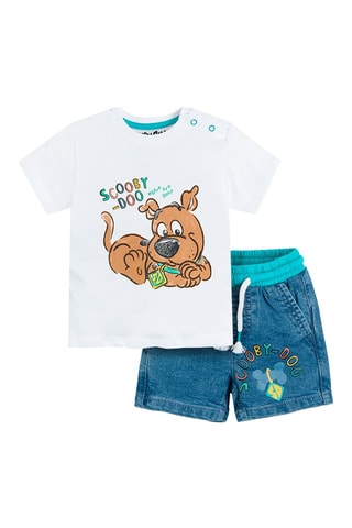 T-shirt et short en jean Scooby-Doo Blanc et bleu marine