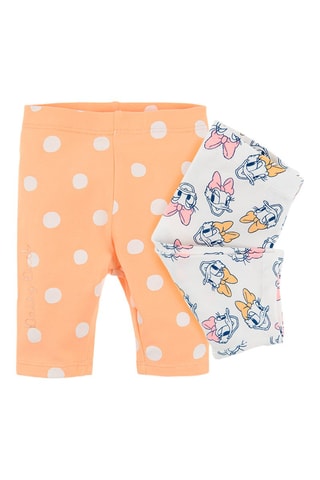 2 leggings Daisy Disney Saumon et blanc