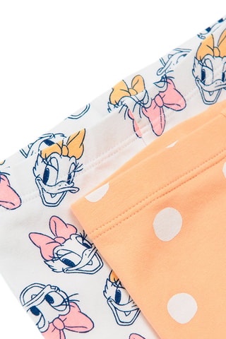 2 leggings Daisy Disney Saumon et blanc