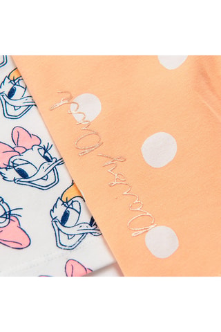 2 leggings Daisy Disney Saumon et blanc