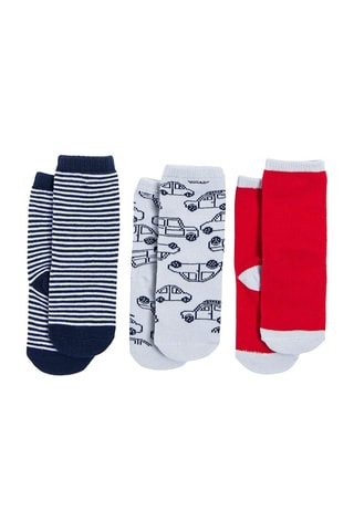 3 paires de chaussettes en coton biologique - Bleu marine, blanc et rouge