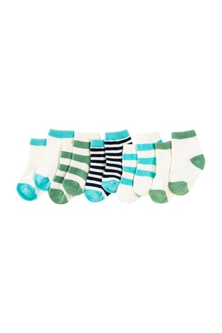 5 paires de chaussettes Ecru, turquoise et kaki