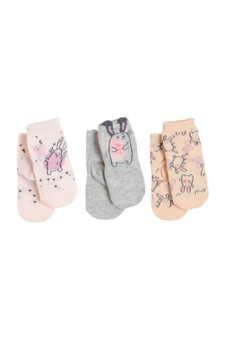 3 paires de chaussettes Rose, gris clair chiné