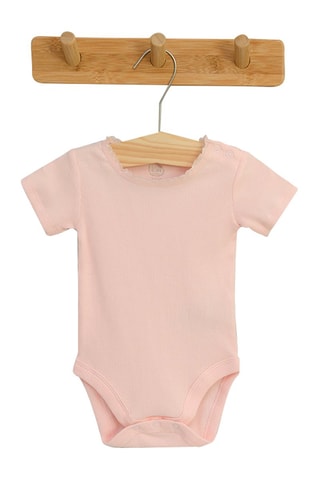 2 bodys en coton biologique Rose et blanc