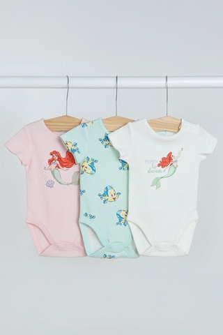 3 bodys Ariel La Petite Sirène Disney - Blanc et turquoise
