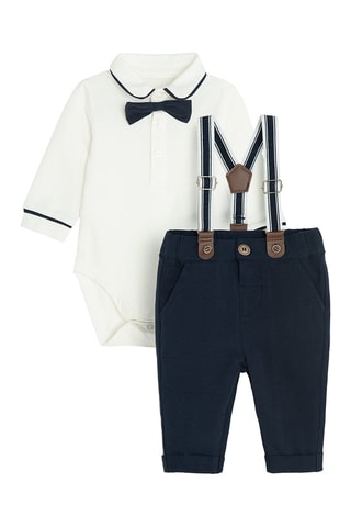 Body et pantalon - Blanc et bleu marine