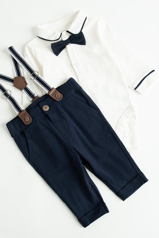 Body et pantalon - Blanc et bleu marine