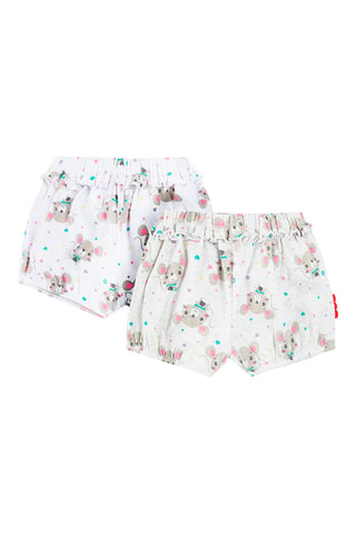 2 bloomers en coton biologique Blanc et gris clair chiné