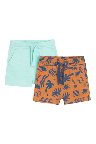 2 shorts Orange et vert d’eau chiné