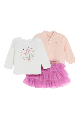 Ensemble 3 pièces - Rose, blanc et violet
