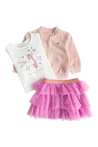 Ensemble 3 pièces - Rose, blanc et violet