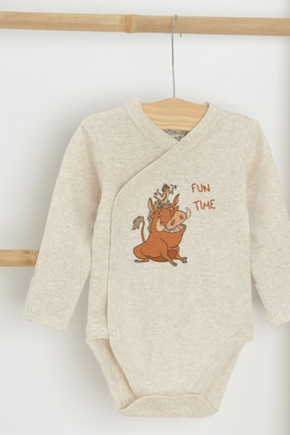 2 bodys Le Roi Lion Disney - Gris clair chiné et jaune
