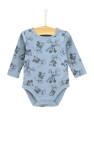3 bodys en coton biologique Mickey Disney - Ecru, corail et bleu clair