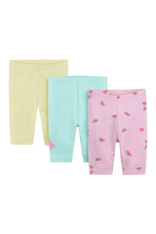 3 leggings - Jaune, turquoise et rose