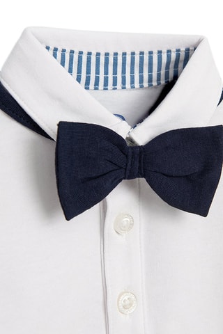 Body-chemise et nœud papillon - Blanc et bleu marine