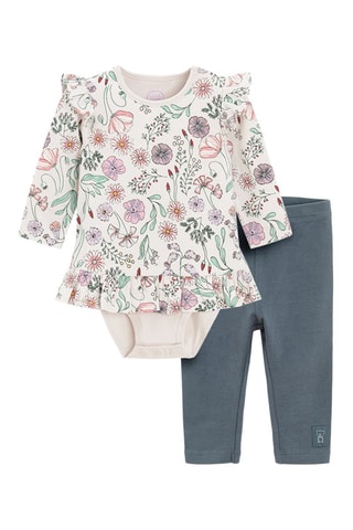 Robe-body et legging - Ecru et gris