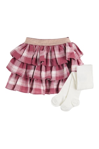 Jupe et chaussettes - Bordeaux et blanc
