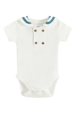Body et short - Blanc et bleu canard