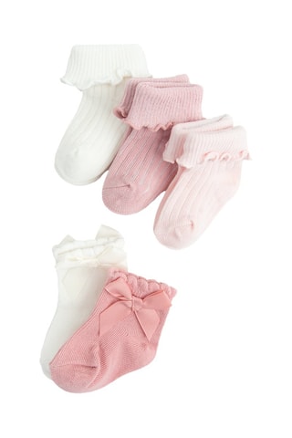 5 paires de chaussettes - Rose et blanc