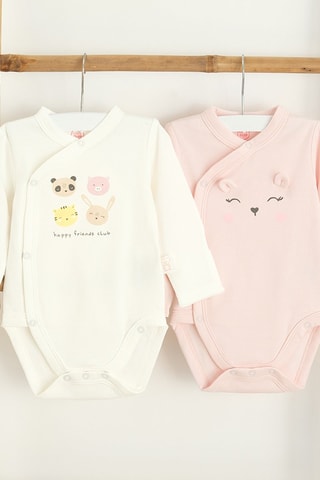 2 bodys - Rose poudré et blanc