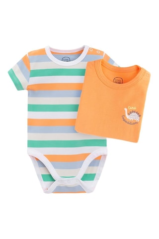 2 bodys -  Orange et blanc