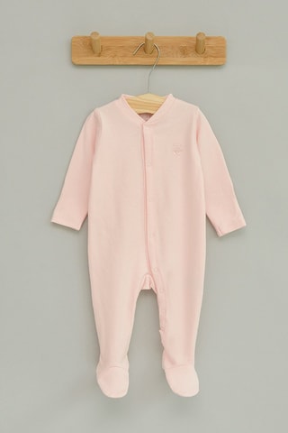 2 grenouillères en coton biologique -  Rose et blanc