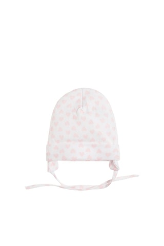 Bonnet aviateur - Blanc et rose poudré