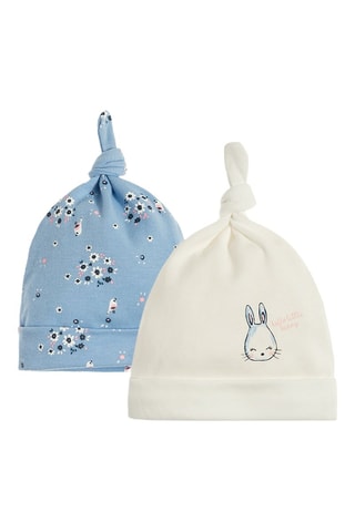2 bonnets en coton biologique - Blanc et bleu