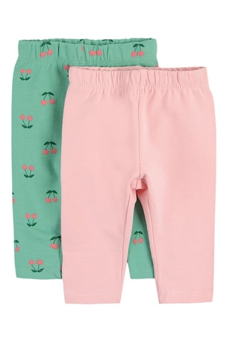 2 leggings - Turquoise et rose poudré