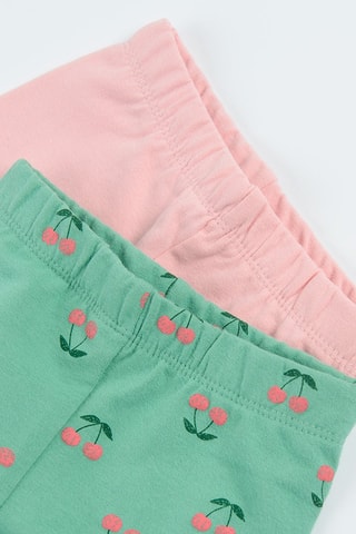 2 leggings - Turquoise et rose poudré