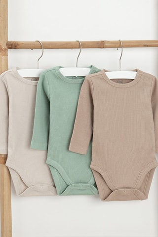 3 bodys - Taupe et vert